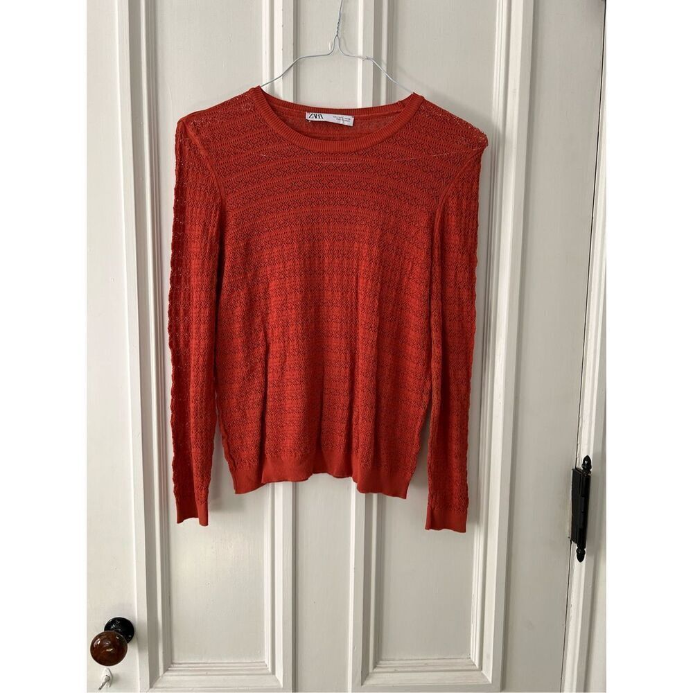 Zara dark orange lace long sleeve top L